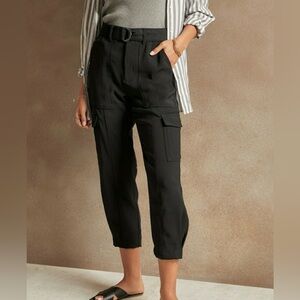 Banana Republic Slim-Fit Drapey Twill Utility Cargo Pant Black Size 8S